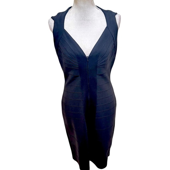 JS Collections black bodycon bandage Sleeveless stretchy midi Dress lined 10 - Picture 1 of 10